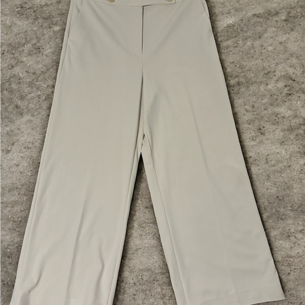 Calvin Klein Cream Trousers with Button Detail